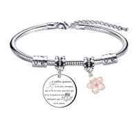 QTZXZX - Pulsera de regalo para mujer, regalo de amigo, pulseras para amistad, regalo amigo hermana pulsera, regalo amigo pulsera nunca olvida, eres más valiente de lo que crees, L, Acero inoxidable