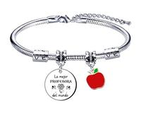 QTZXZX Pulsera maestra regalo fin de año escolar navidad maestro regalo maestrose necesita un gran corazón para enseñar a las mentes pequeñas (3)
