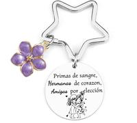 QTZXZX Regalo de Primas,Regalo para hacer a la hermana,Llavero de hermana,Regalo para la Primas mayor“Primas de sangre,Hermanas de corazon,Amigas por elección”