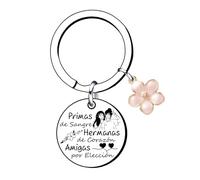 QTZXZX Regalo de Primas,Regalo para hacer a la hermana,Llavero de hermana,Regalo para la Primas mayor“Primas de Sangre Hermanas de Corazón Amigas por Elección”