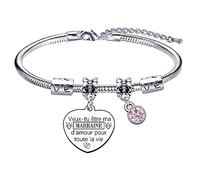 QTZXZX - Regalo para mujer madrina, regalo de Navidad o madre, pulsera para mujer, joyería para mujer, fiesta de las madres ¿Quieres ser mi madrina de amor para toda la vida, L, Acero inoxidable