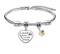 QTZXZX Regalos originales para amigos，pulsera amigos para siempre，pulsera de la amistad amigos，pulsera amigoaLa vida brilla más con una amiga a tu lado“