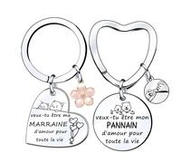 QTZXZX Solicitud padrino Madrina Llavero Quiero ser mi madrina Regalo Nacimiento Anuncio Embarazo Madrina Solicitud original Quiero ser madrina, plata, L