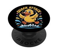 Quack Attack Funny Duck Splash Cartoon Humor Hombres Mujeres Niños PopSockets PopGrip Adhesivo