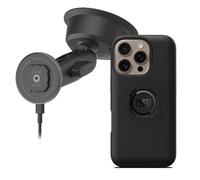 Quad Lock Soporte de teléfono de coche con ventosa resistente con funda para teléfono MAG y cabezal de carga inalámbrico MAG para iPhone 16 Pro