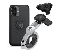 QUAD LOCK Soporte de Teléfono para Manillar de Moto Pro Cromo - Grande con Amortiguador de Vibraciones y Funda mag para iPhone 17