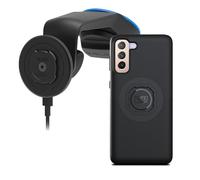QUAD LOCK Soporte de Ventosa para Teléfono de Coche para Parabrisas/Salpicadero con Cabezal de Carga Inalámbrica mag V2 y Funda mag para Galaxy S21+