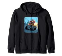 Quad Racer Santa Claus Viene para Disfraz de Navidad Sudadera con Capucha