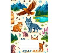 Quaderno a quadretti grandi 1 cm, formato A4 - fantasia animali della montagna: prima e seconda elementare, 100 pagine - quaderno di matematica o scienze