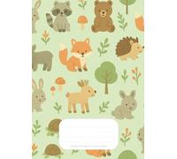 Quaderno a righe A con bordi per prima e seconda elementare: Formato A4 - 100 pagine con animali del bosco