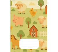 Quaderno a righe con margini - prima e seconda primaria: formato A4 - 100 pagine - fantasia animali della fattoria