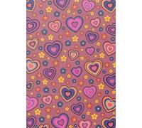Quaderno a righe - Hearts and Flowers BG Red 001