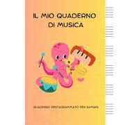 Quaderno di musica pentagrammato per bambini: Il mio quaderno di musica, A4, 110 pagine, 6 pentagrammi per pagina (pentagramma grande)