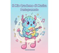 Quaderno di Musica per Bambini con Pentagramma Largo | 100 pagine | Illustrazione Mostro Kawaii: Musica e Solfeggio 7 Righi Grandi per Pagina | Ideale ... e Scrivere Canzoni | Formato A4 verticale