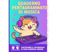 Quaderno di Musica per Bambini tipo A4: 6 Pentagrammi Grandi a Pagina,100+ Pagine • Scuola Materna e Primaria • Righe Larghe, Facile da Usare: ... asilo/materna e primaria, esercizi semplici