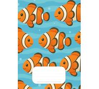 Quaderno grande a quadretti per bambini di prima e seconda elementare: formato A4 - 100 pagine - quadretti 1 cm - fantasia pesci