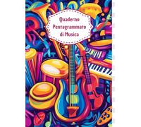 Quaderno pentagrammato a4 di musica: 107 Pagine Numerate con 12 Pentagrammi per Pagina - Pratico Indice Iniziale - Formato A4 - Copertina Colorata e Flessibile per Ragazzi e Bambini