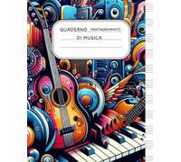 Quaderno Pentagrammato A4 di Musica: Formato Grande A4 con 12 Pentagrammi per Pagina - Indice Comodo e Spazio Extra per Appunti - Perfetto per Bambini e Ragazzi