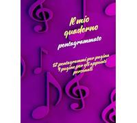QUADERNO PENTAGRAMMATO A4: Formato A4- 12 pentagrammi su ogni pagina- 85 pagine di pentagrammi+9 di appunti personali- intestazione e indice- pagine numerate-totale 100 pagine
