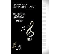 Quaderno pentagrammato A4 nero: quaderno di musica formato grande con oltre 100 pagine numerate, 12 pentagrammi per pagina, indice personalizzabile, copertina nera con frase motivazionale.