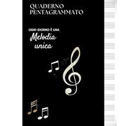 Quaderno pentagrammato A4 nero: quaderno di musica formato grande con oltre 100 pagine numerate, 12 pentagrammi per pagina, indice personalizzabile, copertina nera con frase motivazionale.