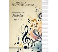 Quaderno pentagrammato A4: quaderno di musica formato grande con oltre 100 pagine numerate, 12 pentagrammi per pagina, indice personalizzabile, copertina con frase motivazionale.