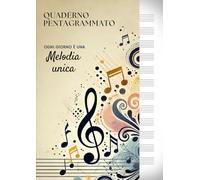 Quaderno pentagrammato A4: quaderno di musica formato grande con oltre 100 pagine numerate, 12 pentagrammi per pagina, indice personalizzabile, copertina con frase motivazionale.