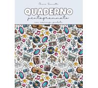 Quaderno pentagrammato con esercizi di teoria musicale: per scuola media | pagine numerate | grande formato 21.6x27.9 | 8 pentagrammi per pagina + spazio appunti