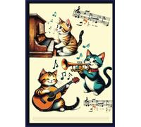 Quaderno pentagrammato con gattini musicisti - formato A4 - 100 pagine..