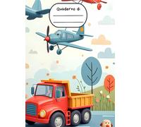 Quadernone 100 fogli bianchi: Quaderno formato A4 (21cm x 29,7cm) senza righe per dipingere, disegnare e scrivere. Copertina con autocarri e aerei fantasia