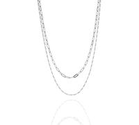 QUADRI Collar de plata 925 - Idea regalo para mujer niña longitud 41 cm con extensión adicional de 5 cm - Certificado Made in Italy, Media, Plata esterlina, No es una piedra preciosa