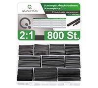 QUADRIOS GmbH Juego de 800 tubos termorretráctiles, tasa de encogimiento 2:1, tubos termorretráctiles de 1,5 mm a 12 mm, calidad industrial, sin halógenos, aptos para coches, diferentes tamaños, color