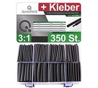 QUADRIOS GmbH,Tubo termorretráctil con adhesivo interior, surtido de 350 unidades, alta tasa de contracción 3:1, ordenado, caja surtida, alta calidad, libre de halógenos, calidad industrial