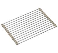 QUADRON alfombrilla para fregadero de silicona y acero | tamaño 38 x 25cm color: beige | multifuncional resistente a la temperatura | QMAT para la cocina | alfombrilla protectora para el fregadero