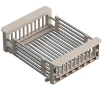 QUADRON Cesta escurridora telescópica de acero inoxidable, tamaño 30 x 22,5 x 9 cm, Beige, para fregadero y encimera, secado de vajilla, frutas y verduras