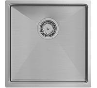 QUADRON fregadero de acero inoxidable ANTHONY 50, SteelQ, fregadero de cocina, fregadero de encastre de 1 cubeta en 44x44x19 cm, color: acero, fregadero para armarios bajos a partir de 45 cm de ancho