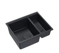 QUADRON fregadero de doble seno Fregadero de cocina | tamaño 55,5 x 46 x 22 cm, carbón puro | LOGAN 150 granito fregadero de granito | mueble bajo a partir de 60 cm | fregadero bajo encimera