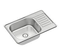 QUADRON Fregadero moderno de acero inoxidable | Tamaño 50 cm Color: Satin | Fregadero de cocina | Desagüe incluido | Encaja en mueble de al menos 50 cm