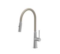 QUADRON grifo de cocina GINA SteelQ grifo mezclador 360°, color: acero, altura: 40 cm función QFix, giratorio- parte superior: cerámica, grifo mezclador para fregadero de cocina, acabado beige