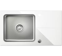 Quadron Hugh fregadero de vidrio y acero 77x44 cm blanco ST3577SB1BS