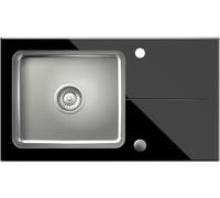 Quadron Hugh fregadero de vidrio y acero 77x44 cm negro ST3577SC1BS