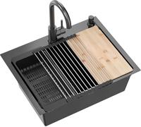 Quadron Luke fregadero con grifo y accesorios antracita/antracita ZH5845PVDBLM_3623500_PVDBLM