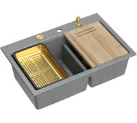 Quadron Marc 120 fregadero graniteq 76x50 cm gris/grafito/ónix HQC7650U5_PVDG1