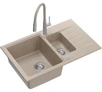 Quadron Peter fregadero con grifo beige/acero HCQP57850BEZK_3922505BSBE