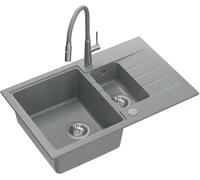 Quadron Peter fregadero con grifo gris/acero HCQP57850SZK_3922505BSGR