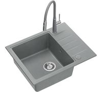 Quadron Peter fregadero con grifo gris/acero HCQP6250SZK_3922505BSGR