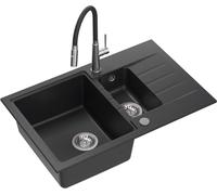 Quadron Peter fregadero con grifo negro/acero HCQP57850CZK_3922505BSBL