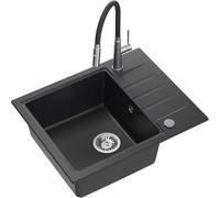 Quadron Peter fregadero con grifo negro/acero HCQP6250CZK_3922505BSBL