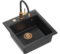 Quadron Peter fregadero con grifo negro/negro HCQP5052CZK_3323503PVDC1