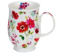 Quadrophenia-Shop DUNOON Floral Harmony Rojo Dunoon - Taza de porcelana cilíndrica, redonda, 310 ml, color rojo
